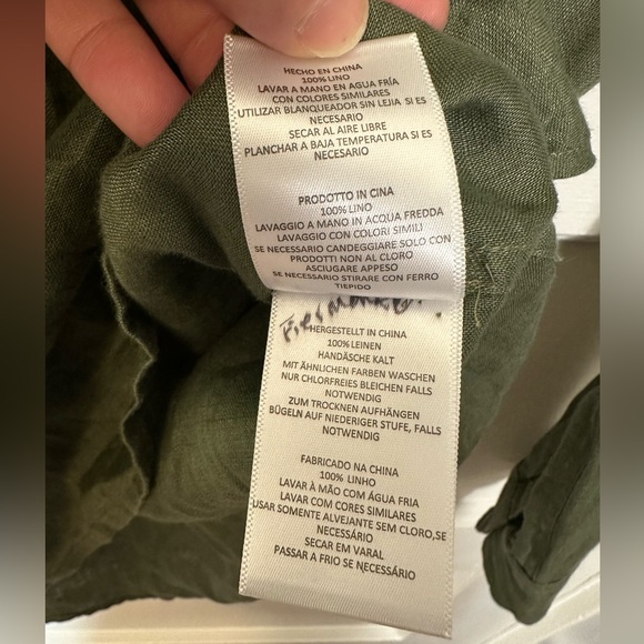 Equipment Knox Lace Up Linen Shirt in Forest Green - Picture 9 of 11